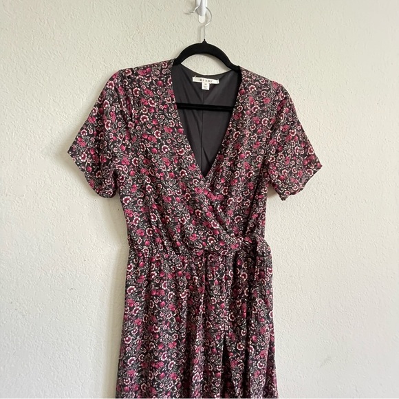 Mi Ami womans Floral faux Wrap maxi Dress size M romantic side slit feminine - Picture 2 of 8